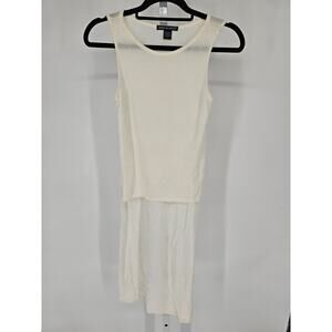 American Dream Womens Sz S High Low Hem Tank Top White Ribbed